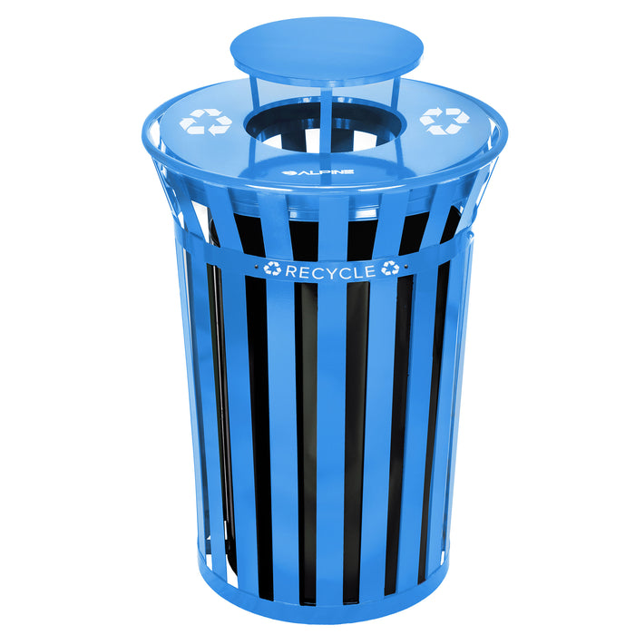 Alpine Outdoor Metal Waste Trash Can w/ Lid, 38 Gallon