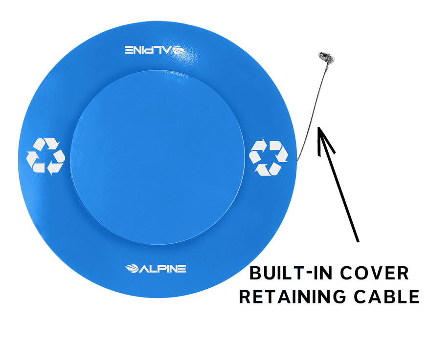 Alpine Outdoor Metal Waste Trash Can w/ Lid, 38 Gallon