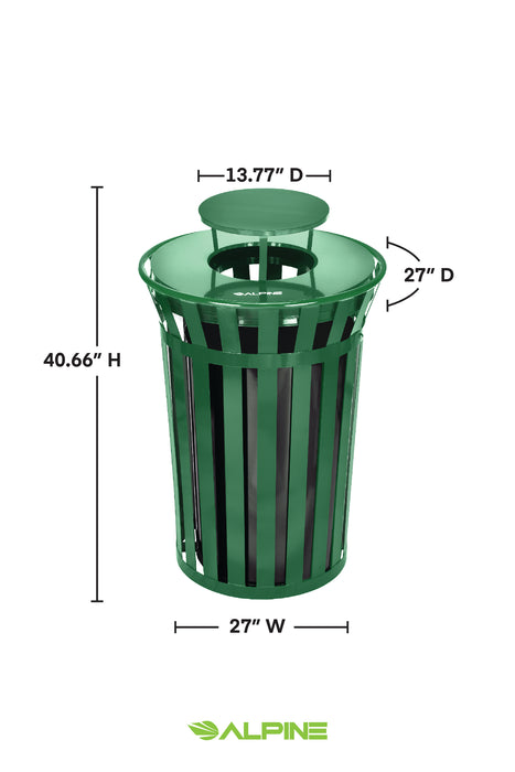 Alpine Outdoor Metal Waste Trash Can w/ Lid, 38 Gallon