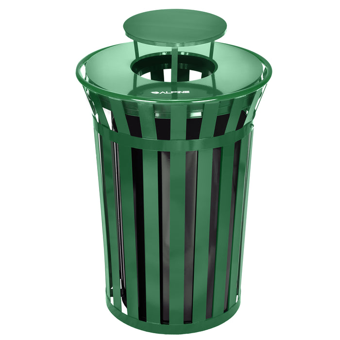 Alpine Outdoor Metal Waste Trash Can w/ Lid, 38 Gallon