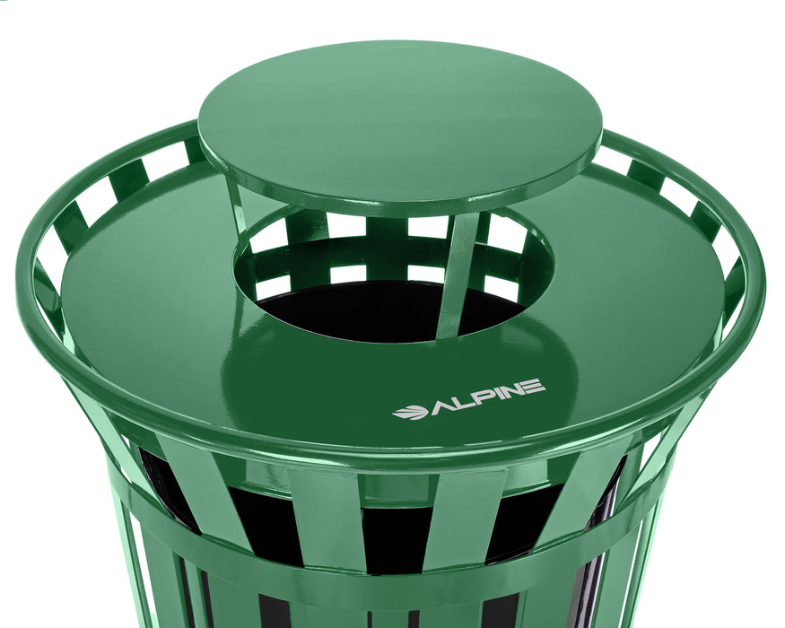 Alpine Outdoor Metal Waste Trash Can w/ Lid, 38 Gallon