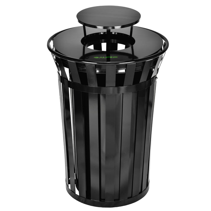 Alpine Outdoor Metal Waste Trash Can w/ Lid, 38 Gallon