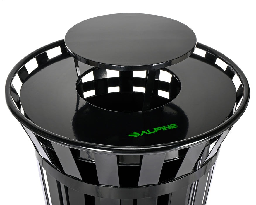 Alpine Outdoor Metal Waste Trash Can w/ Lid, 38 Gallon