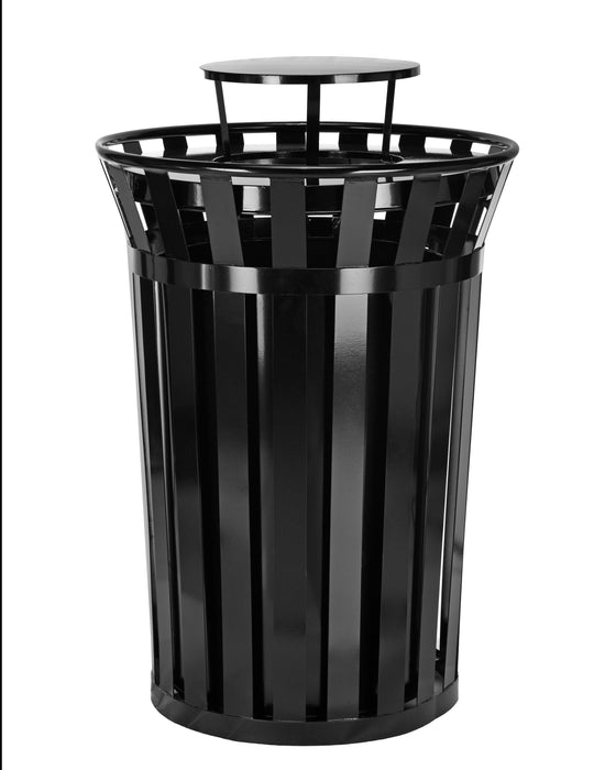 Alpine Outdoor Metal Waste Trash Can w/ Lid, 38 Gallon