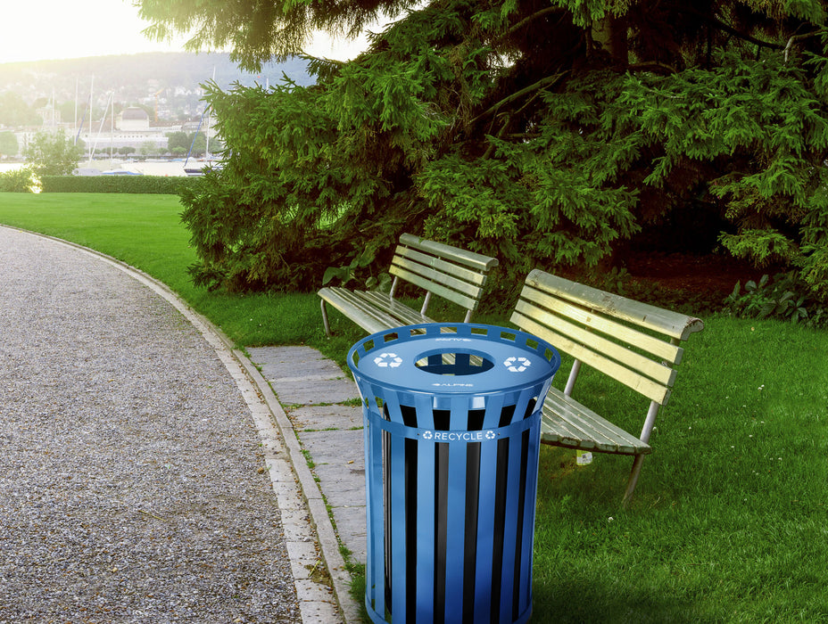 Alpine Outdoor Metal Waste Receptacle, 38 Gallon