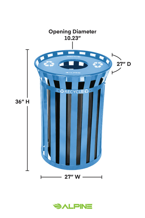 Alpine Outdoor Metal Waste Receptacle, 38 Gallon