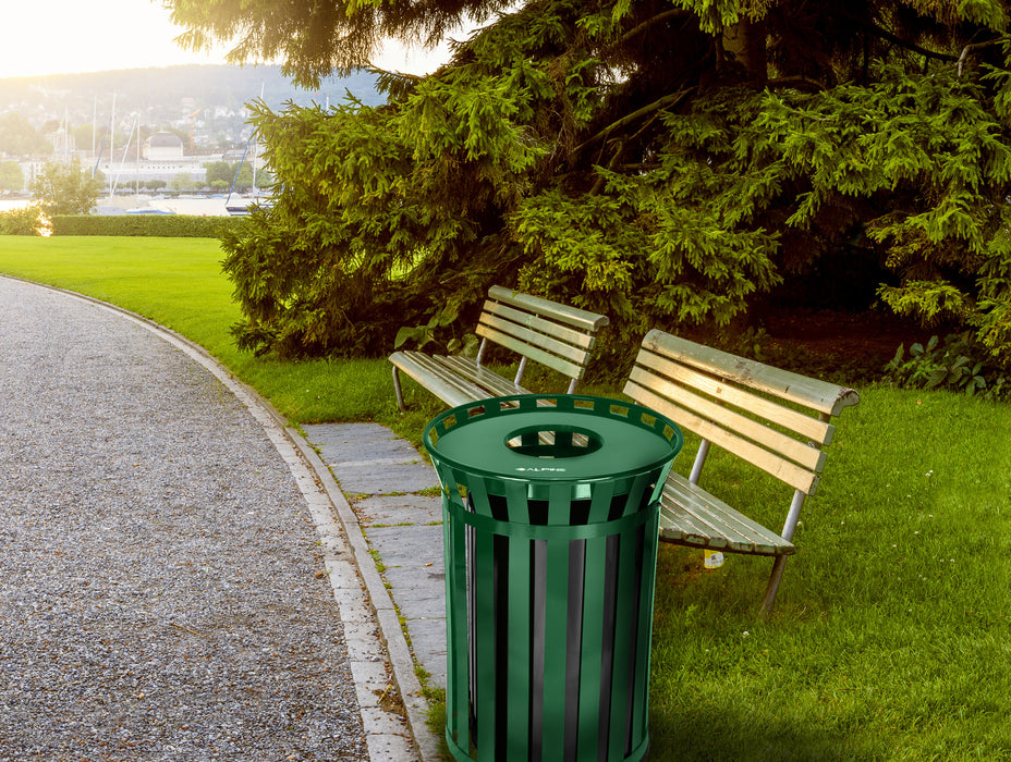 Alpine Outdoor Metal Waste Receptacle, 38 Gallon
