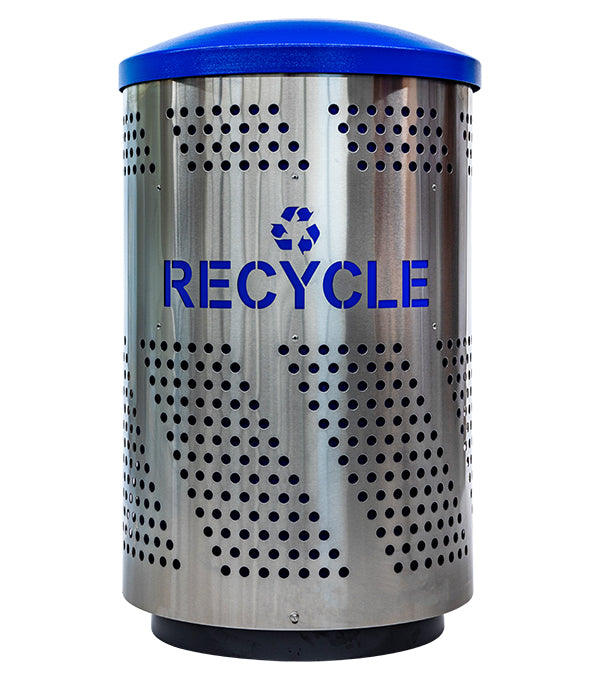 Excell-Kaiser 51-Gallon Indoor Recycle Trash Can with Dome Lid and Laser-Cut Logo
