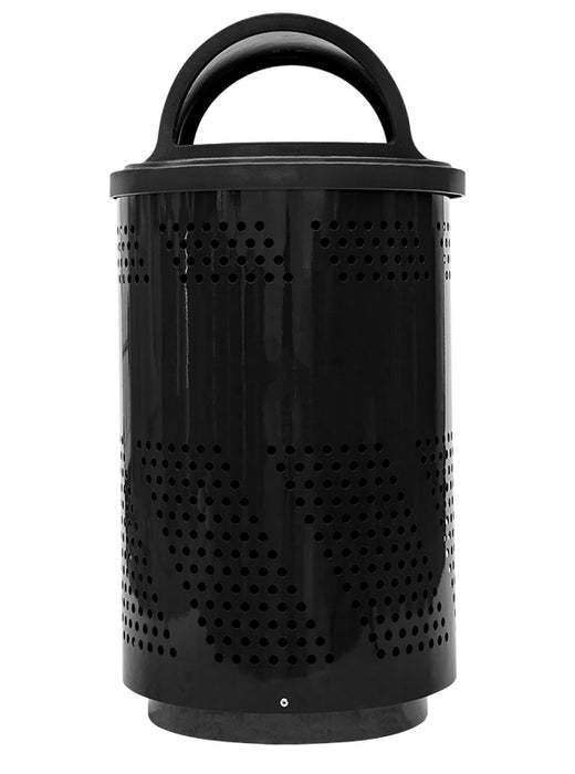 Excell-Kaiser 51-Gallon Outdoor Black Gloss Trash Can with Hooded Lid and Laser-Cut Label