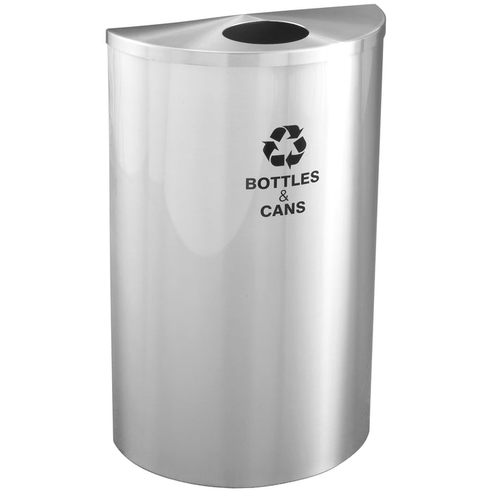 Glaro Half-Round 14-Gallon Indoor Recycling Trash Can – Satin Aluminum