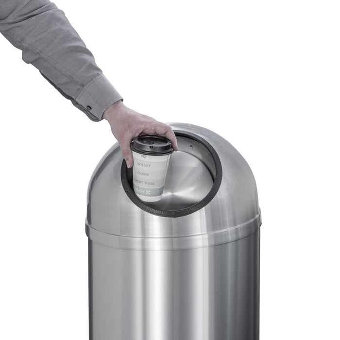 New Yorker Satin Aluminum Dome Top Series Waste Receptacles