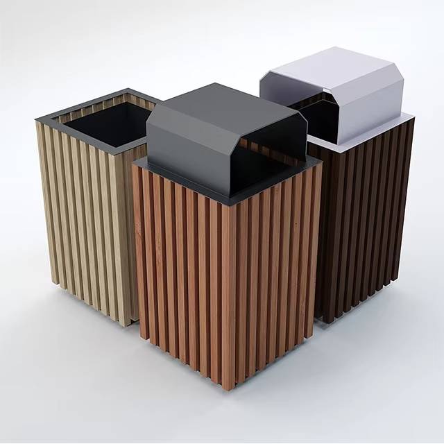 Urban Outdoor Metal & Wood Litter Bin