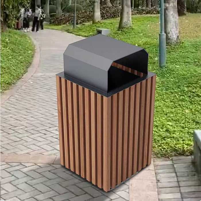 Urban Outdoor Metal & Wood Litter Bin