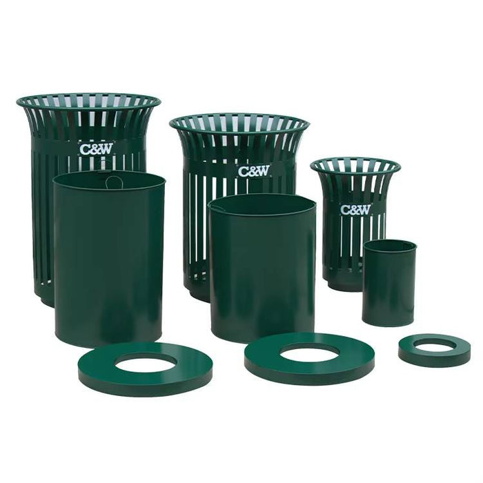 Slatted Steel Round Metal Recycling Bin