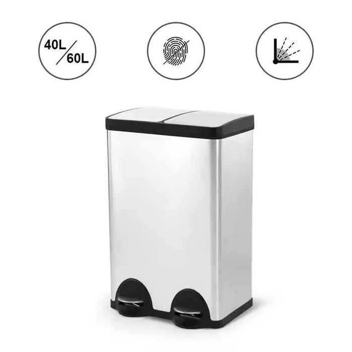 Stainless Steel 2-in-1 Recycling Bin