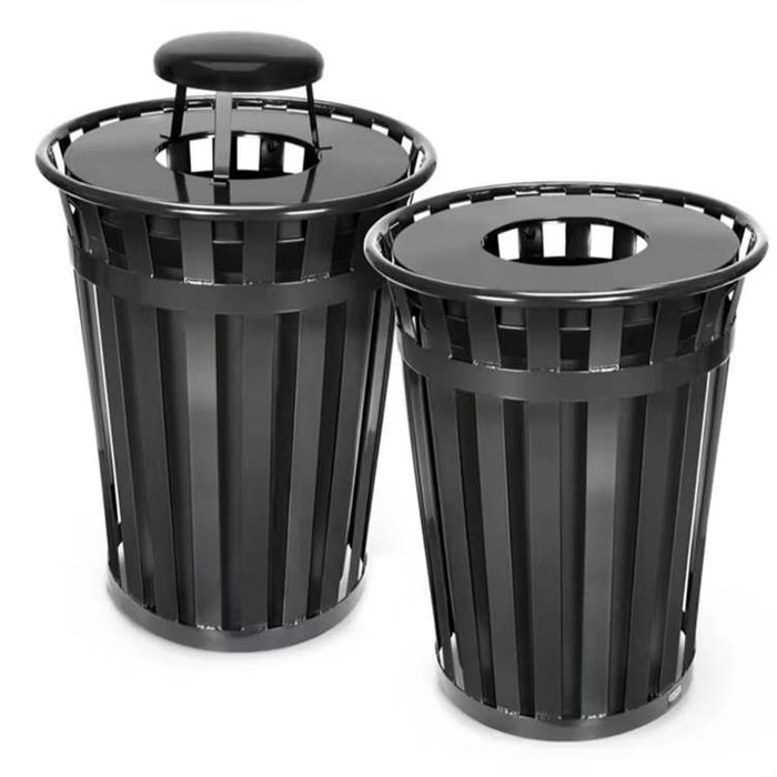 Slatted Steel Round Metal Recycling Bin