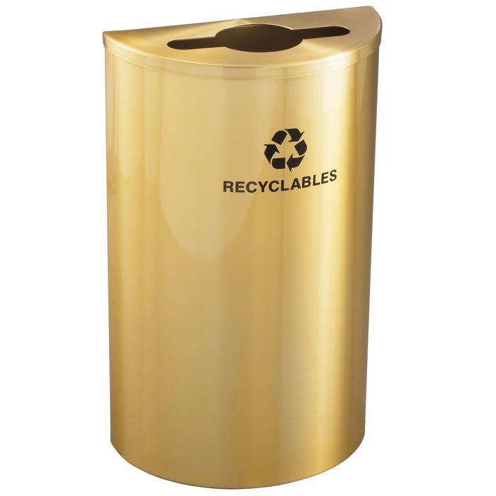 Glaro Half-Round 14-Gallon Indoor Recycling Trash Can – Satin Brass