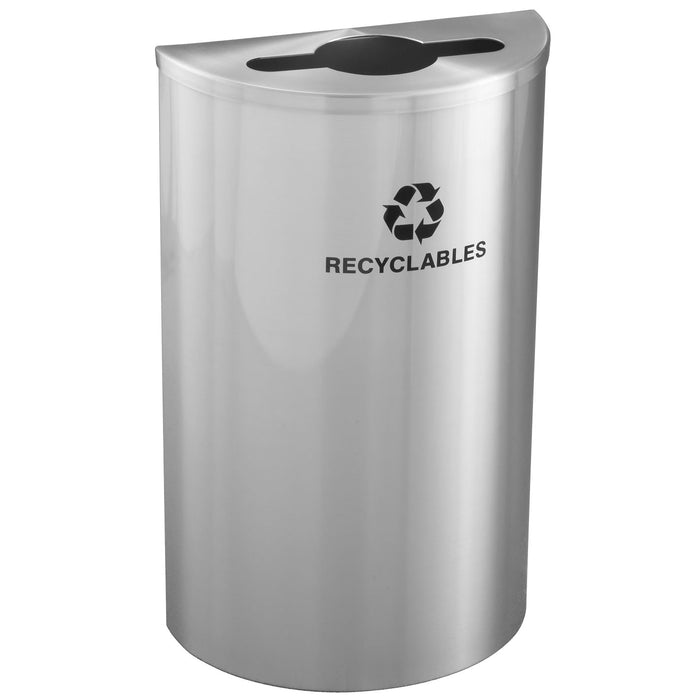 Glaro Half-Round 14-Gallon Indoor Recycling Trash Can – Satin Aluminum