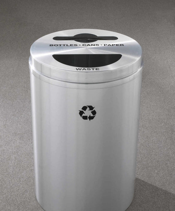 Glaro Dual-Stream Recycling Trash Can – Satin Aluminum, 33 Gallon