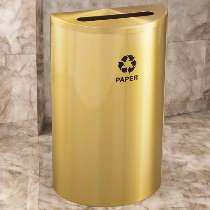 Glaro Half-Round 14-Gallon Indoor Recycling Trash Can – Satin Brass