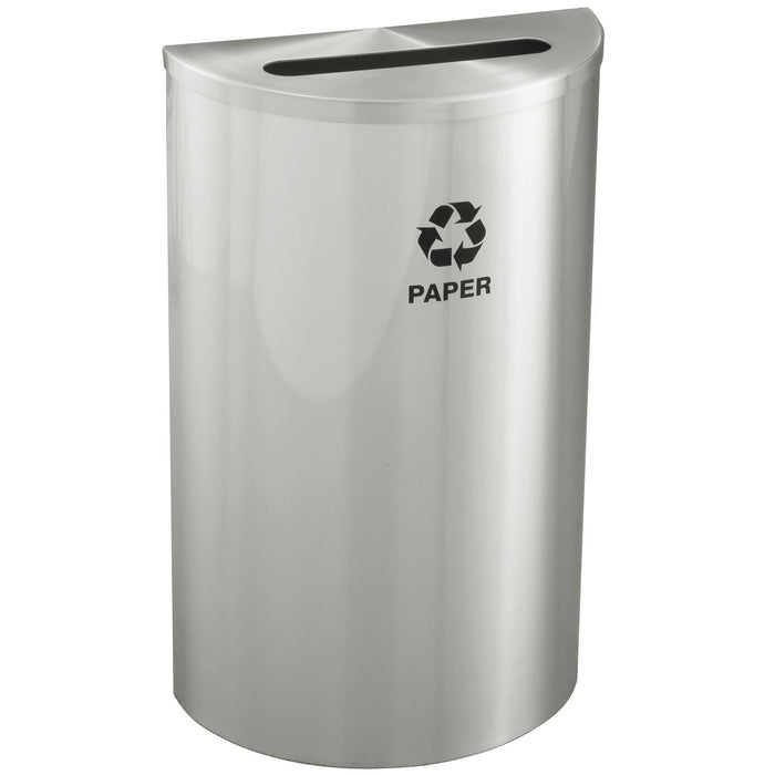 Glaro Half-Round 14-Gallon Indoor Recycling Trash Can – Satin Aluminum