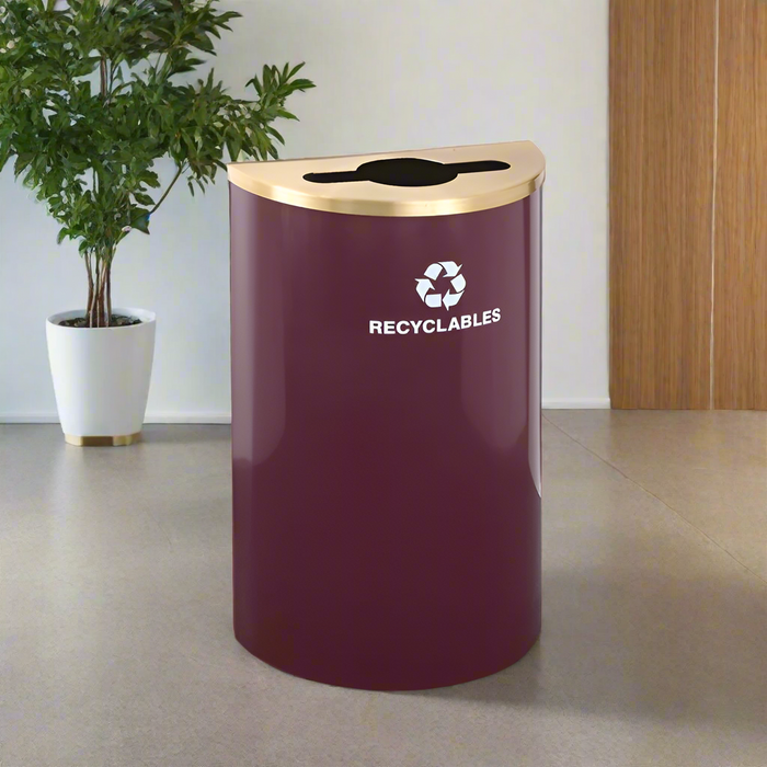 Glaro Half-Round 14-Gallon Indoor Recycling Trash Can – Custom Color