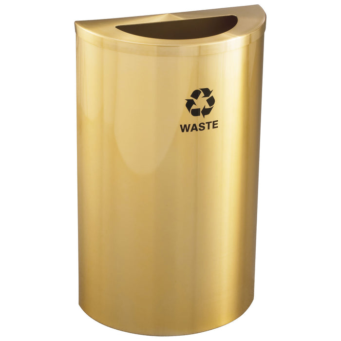 Glaro Half-Round 14-Gallon Indoor Recycling Trash Can – Satin Brass