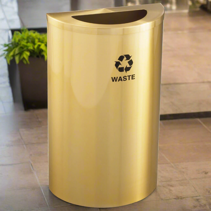Glaro Half-Round 14-Gallon Indoor Recycling Trash Can – Satin Brass