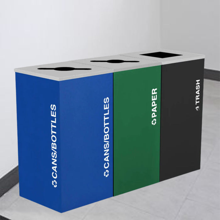Excell-Kaiser Three-Stream 36-Gallon Indoor Trash Can Station