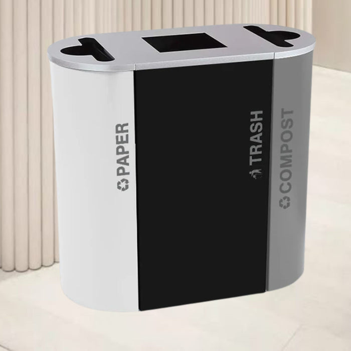 Excell-Kaiser Three-Stream Half-Round Indoor Trash Can Combo Recycling Station