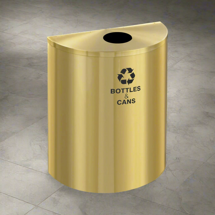 Glaro XL 29-Gallon Half-Round Satin Brass Commercial Trash Can