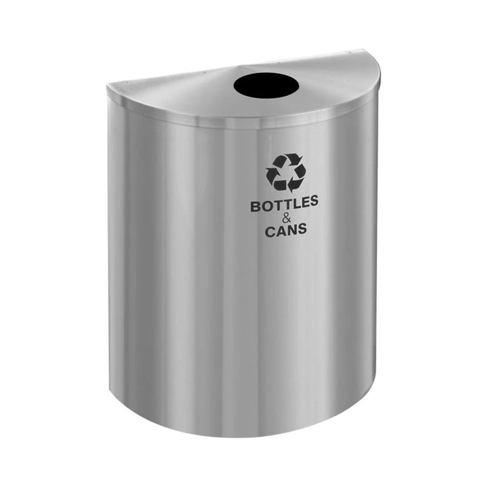 Glaro XL 29-Gallon Half-Round Commercial Trash Can in Satin Aluminum