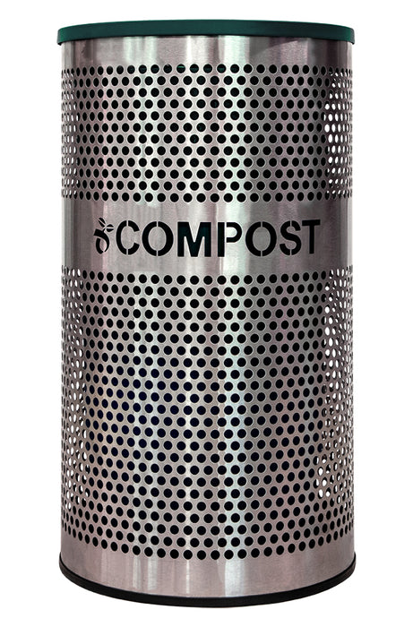 Excell-Kaiser Stainless Steel Compost Trash Can 33 Gallon with Laser-Cut Label