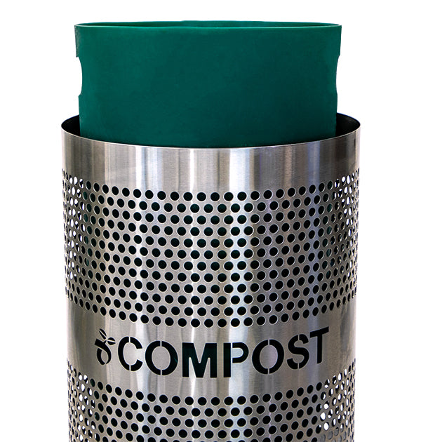 Excell-Kaiser Stainless Steel Compost Trash Can 33 Gallon with Laser-Cut Label