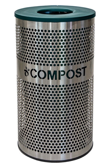Excell-Kaiser Stainless Steel Compost Trash Can 33 Gallon with Laser-Cut Label