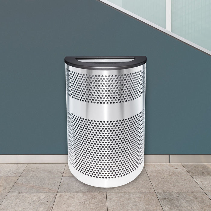 Ex-Cell Kaiser 20 Gallon Half-Round Stainless Steel Commercial Trash Can