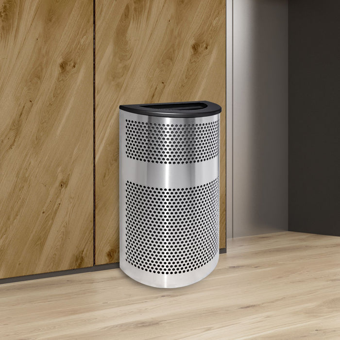 Ex-Cell Kaiser 20 Gallon Half-Round Stainless Steel Commercial Trash Can