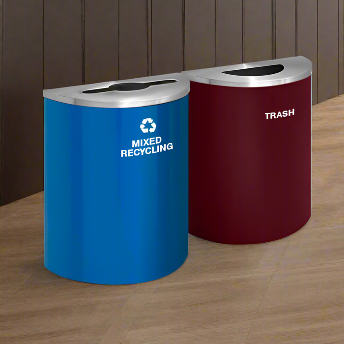 Glaro 29-Gallon Dual Half-Round Trash Can & Recycling Station Custom Colors