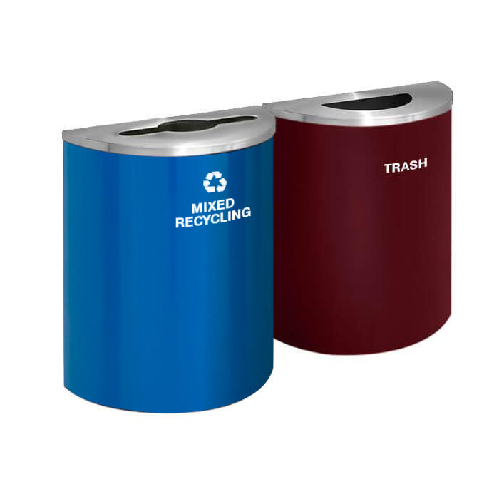 Glaro 29-Gallon Dual Half-Round Trash Can & Recycling Station Custom Colors