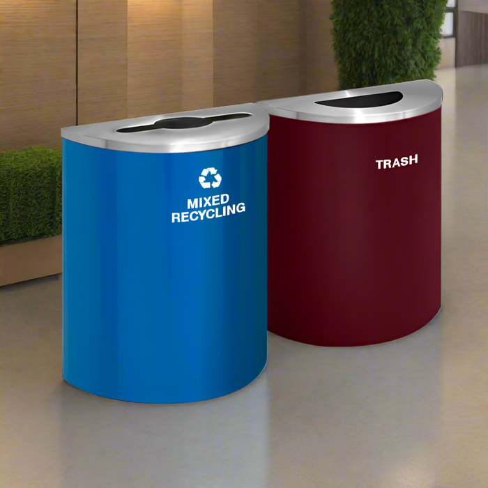 Glaro 29-Gallon Dual Half-Round Trash Can & Recycling Station Custom Colors