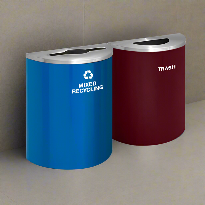 Glaro 29-Gallon Dual Half-Round Trash Can & Recycling Station Custom Colors