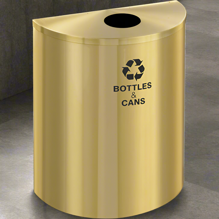 Glaro XL 29-Gallon Half-Round Satin Brass Commercial Trash Can