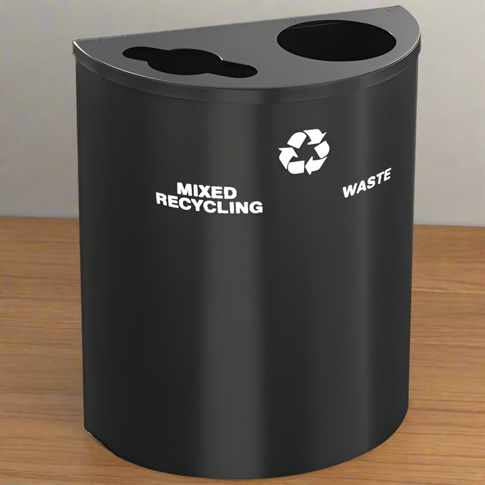Glaro XL 29-Gallon Dual-Stream Half-Round Trash Can Custom Color