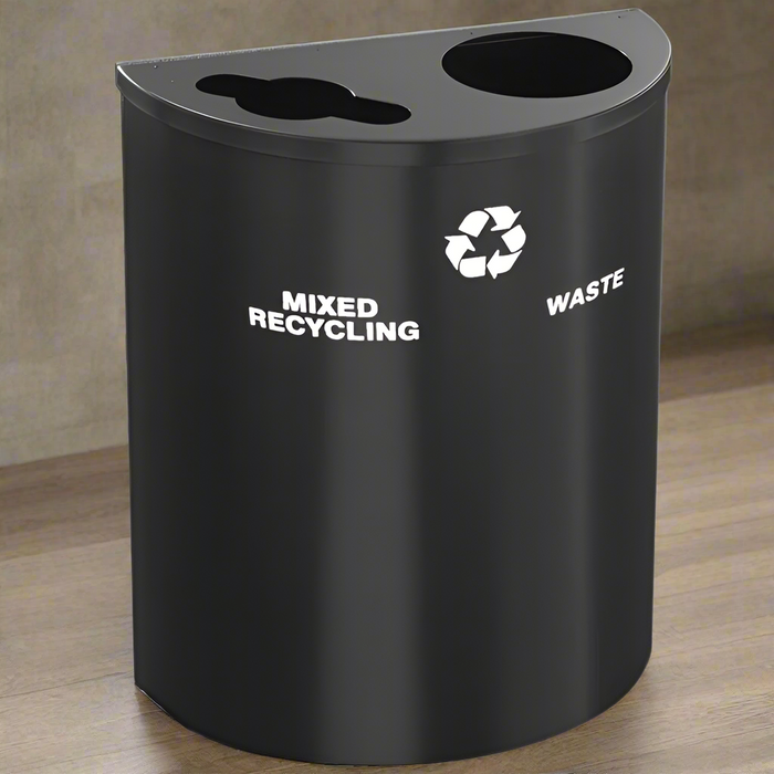 Glaro XL 29-Gallon Dual-Stream Half-Round Trash Can Custom Color