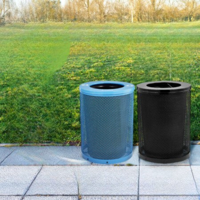 Alpine 2-Pack Round Diamond Trash Cans w/ Flat Lid