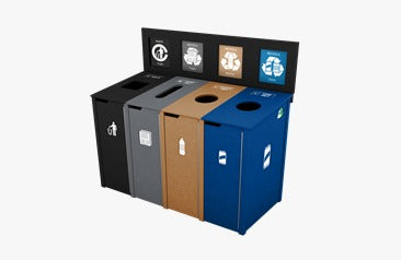 22 Gal Triple- Vail Top - Split Color Unit - Header Board & Graphics - (5  symbols) Waste Receptacle