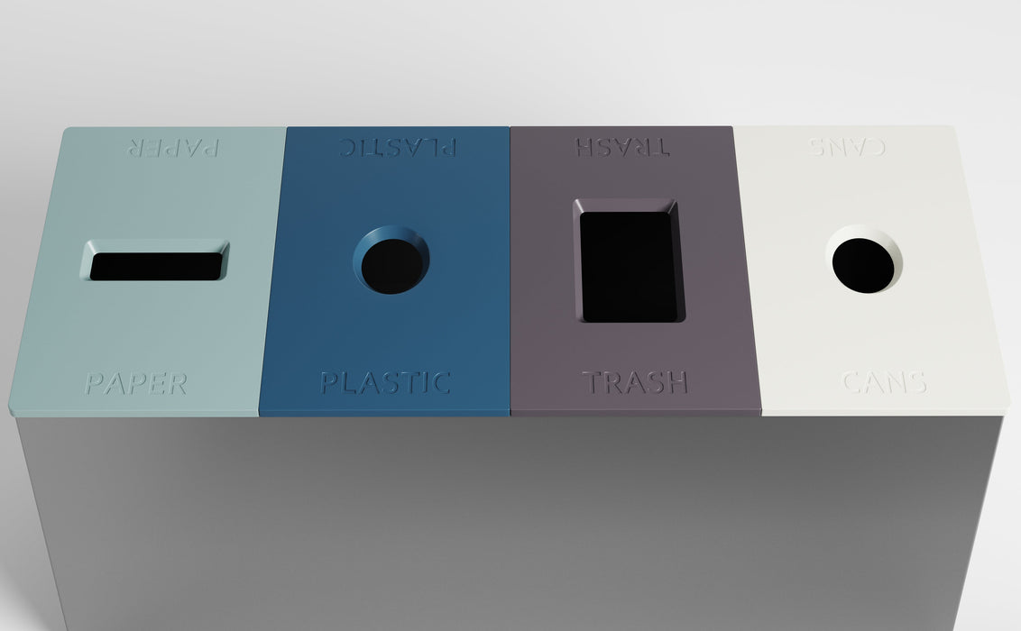 Nevins MAX 4-Bin Indoor Trash Can with Custom Lid Options – Four Stream