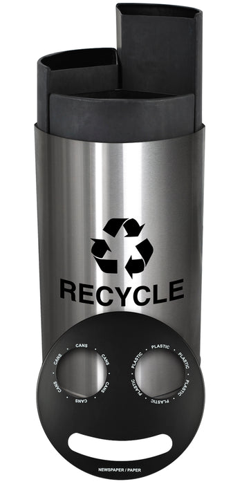 Ex-Cell Smiley 14 Gallon Three-Stream Indoor Recycling Bin