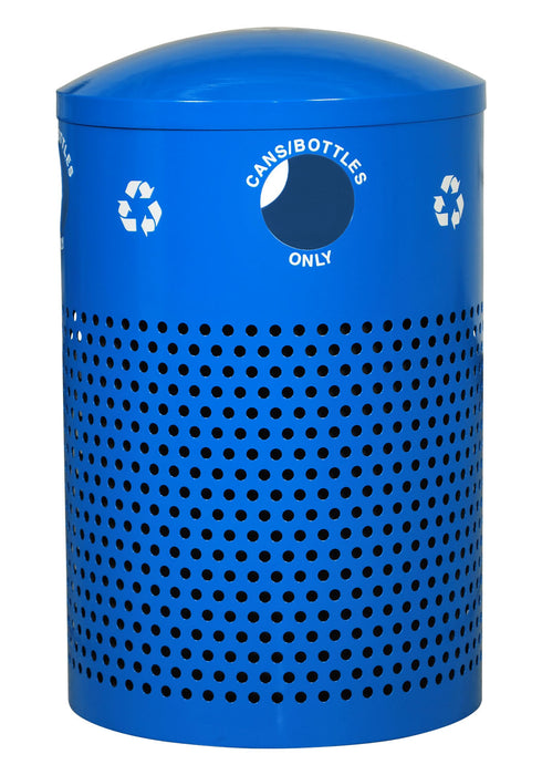 Ex-Cell Kaiser 40-Gallon Outdoor Recycling Trash Can with Dome Lid – Blue Gloss
