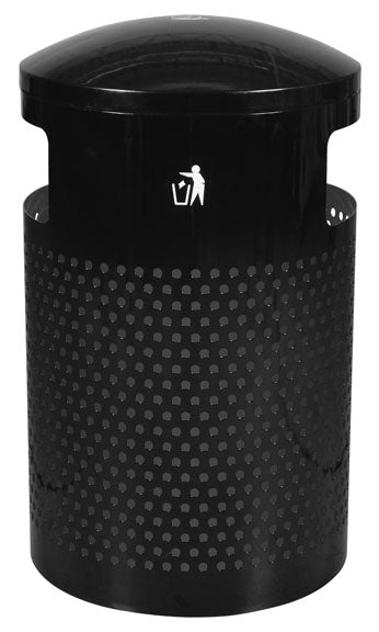 Ex-Cell Kaiser Outdoor Steel Trash Can – 40 Gallon Perforated Dome Top